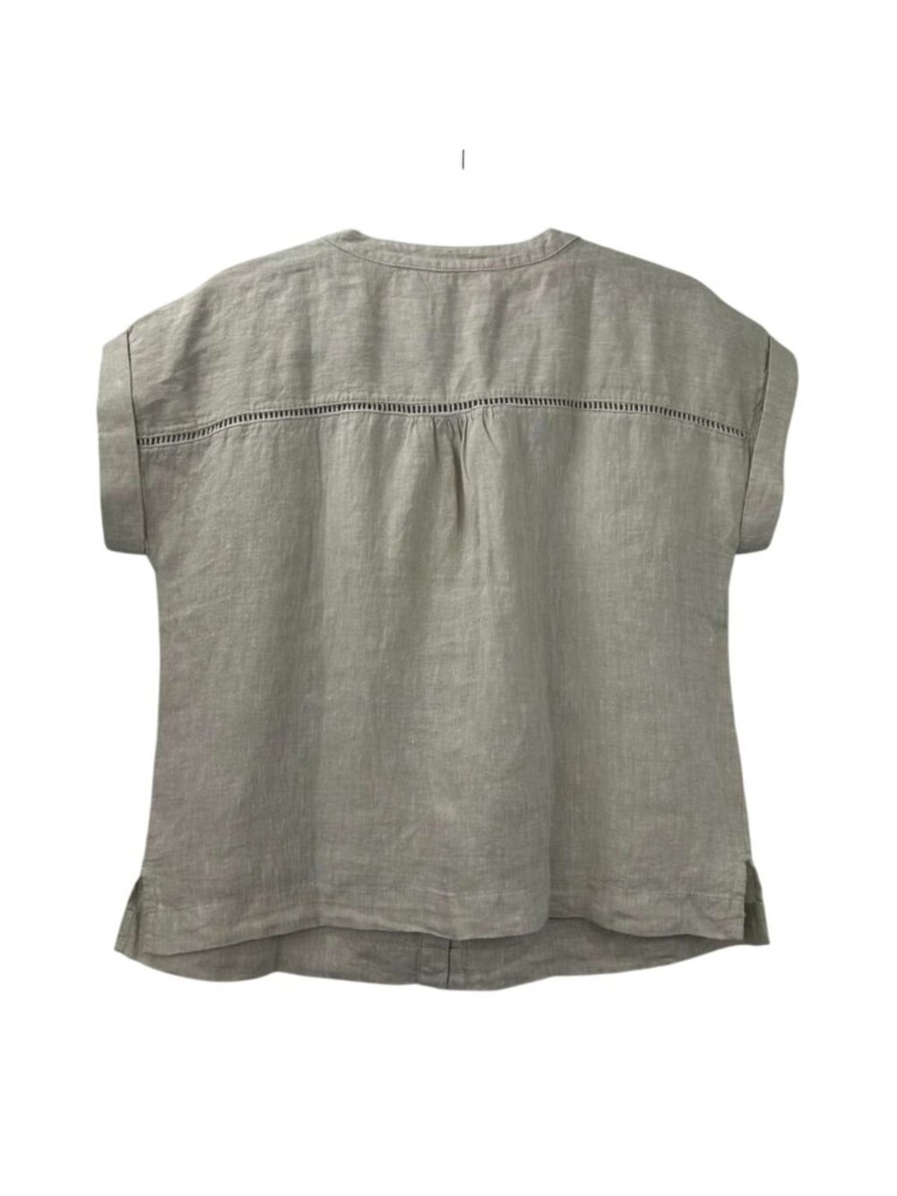 Talbots Women's S 100% Linen Blouse Beige Pintuck Lace Trim Button Down Top NWT - Picture 3 of 16